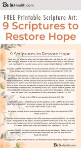FREE Printable Scripture Art: 9 Scriptures that will help restore your hope in God and defeat fear and dread in your life.